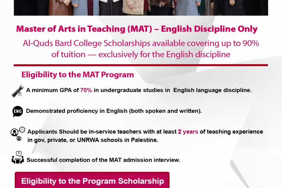Qatar Scholarship 90% at Al-Quds Bard College to study master of Arts in Teaching